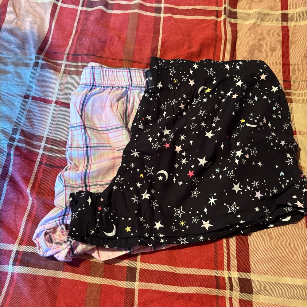 Starry Night and Plaid women’s pajama Shorts Set
